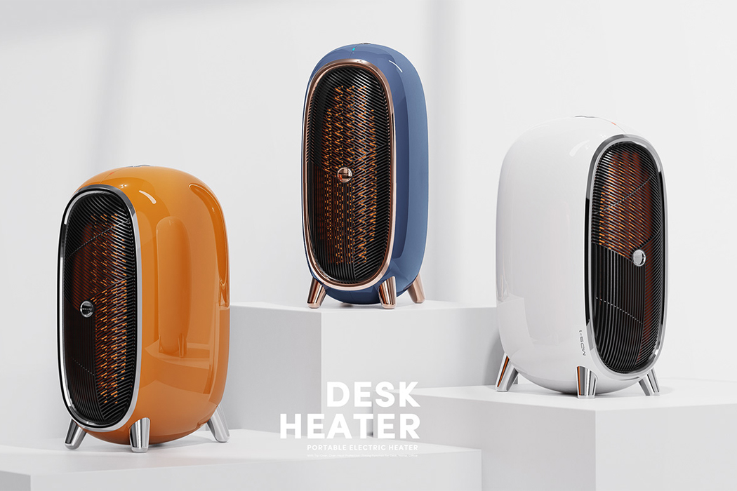 This retro desk heater takes on a cylindrical shape and glossy finish to  fit into and warm up any home office! - Yanko Design