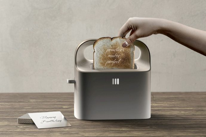 This toaster lets you customize your slice of toast with personal messages or inspirational quotes