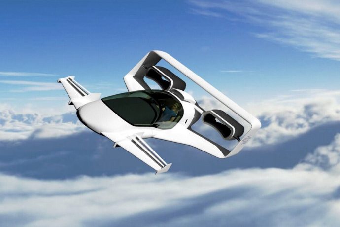 This jet-inspired VTOL is propelled forward by two powerful bladeless fans