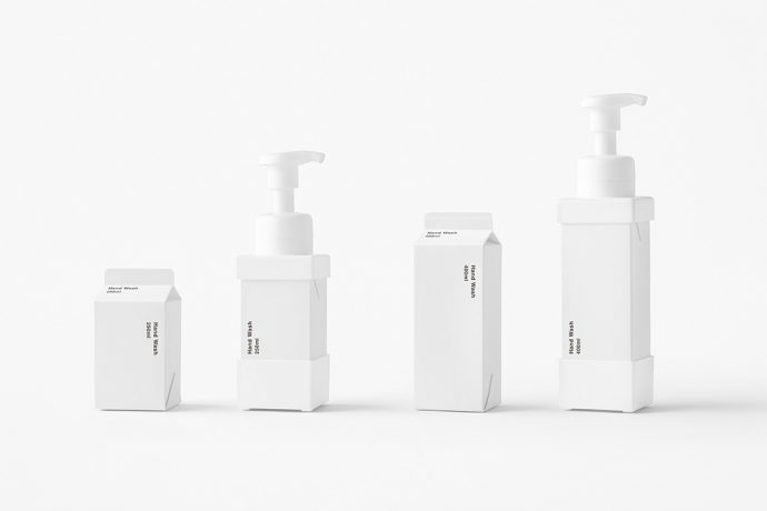 Nendo unveils a paper carton soap holder +reusable soap pump to reduce plastic waste!