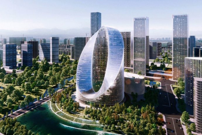 OPPO’s new “O” headquarters by Bjarke Ingels show how architecture + typography are a perfect match