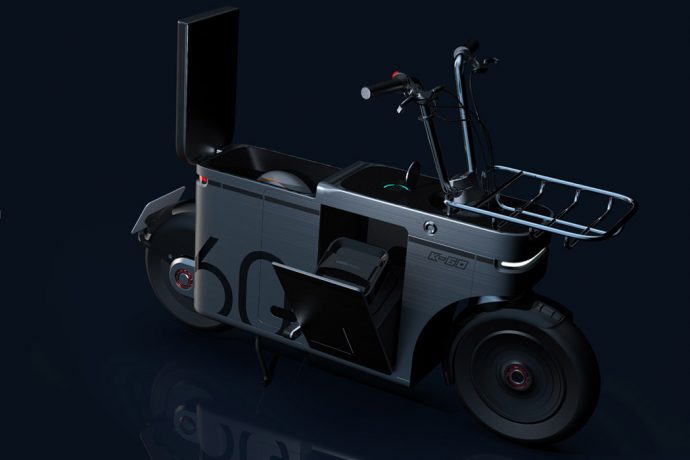 This ultra-boxy electric moped bike is designed for shopping, groceries and a day out in the city!