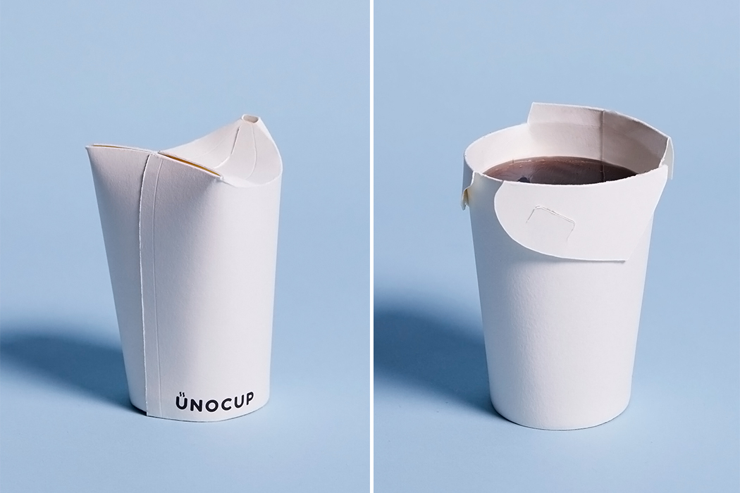 This ergonomic paper cup was designed to reduce plastic waste generated by to-go coffees!
