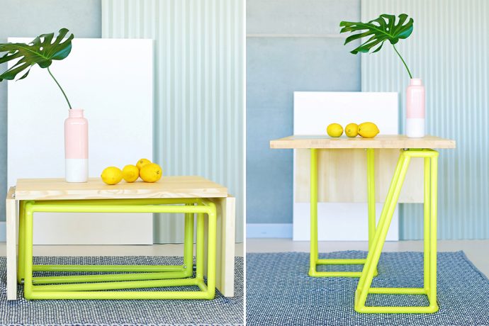Designed for tiny homes, this modular coffee table expands, seating up to 6 people!