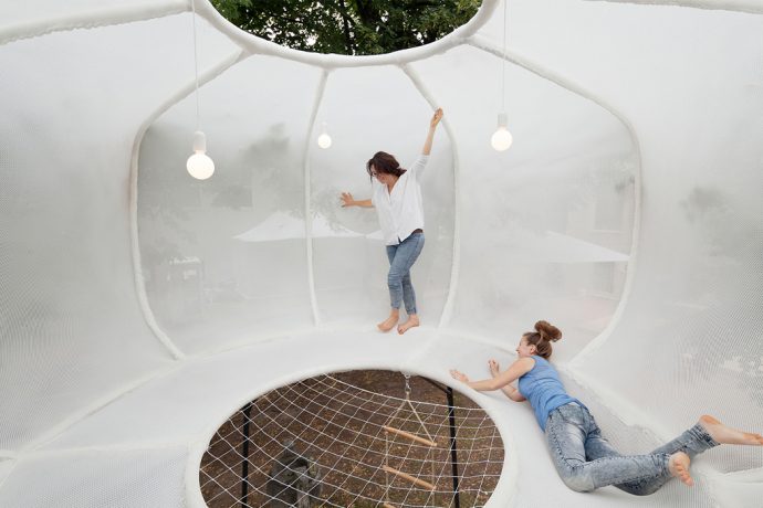 Inspired by the clouds, this art installation was designed to be your happy place!