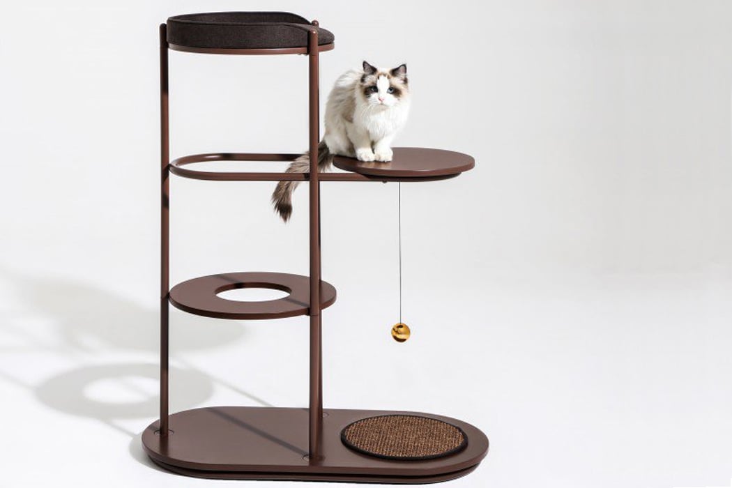 CO-Z Damp-Proof Loft Small Cat Tree Furniture 36.25 in High with Cat Condo House with Scratching Post Tunnel Ladders Perches Dangling Pole 