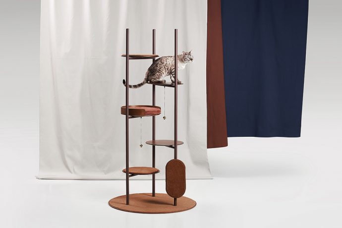 This modular cat tower is an understated design that blends in with your furniture!