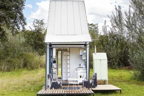 This sustainable tiny home creates one modern multifunctional living space to reduce its carbon footprint and cost!