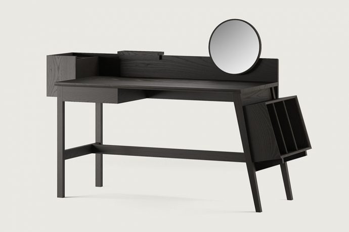 This minimal wooden desk elevates your furniture functionality with a minimal all-black aesthetic!