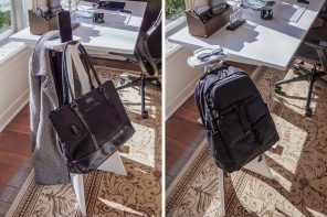 This backpack stand holds your bag in a convenient way that you can easily access, store, and retrieve your items