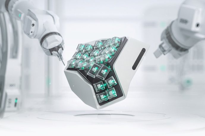 Inspired by Westworld, the Am Hatsu is the world’s first split keyboard with an organic metal body