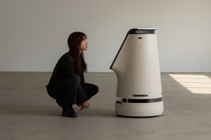 This robot is an autonomous product designed for enhancing digital interactions like a modern R2-D2!