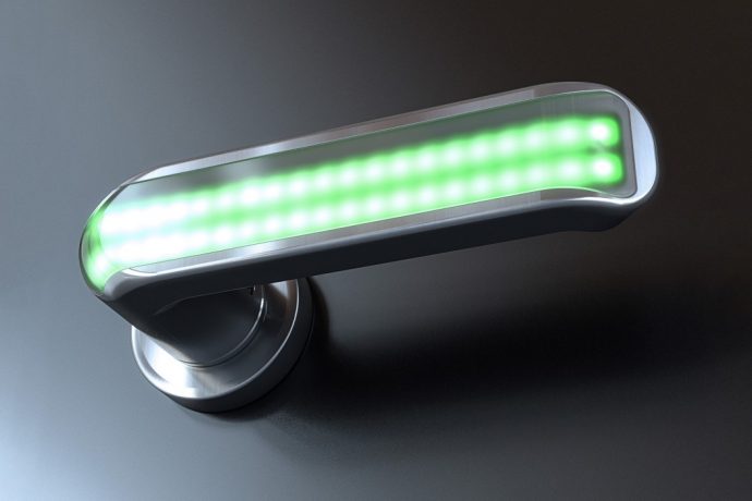LED door handle can light up to help people evacuate in an emergency, and can self-sanitize too