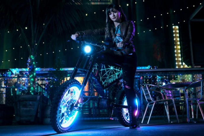 This street legal café racer + dirt bike with customizable side panels is built for a Cyberpunk future!