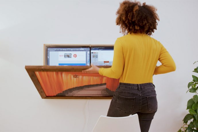 The world’s first sustainable fully-integrated, plug-and-play, wall-mounted workstation and folding desk!