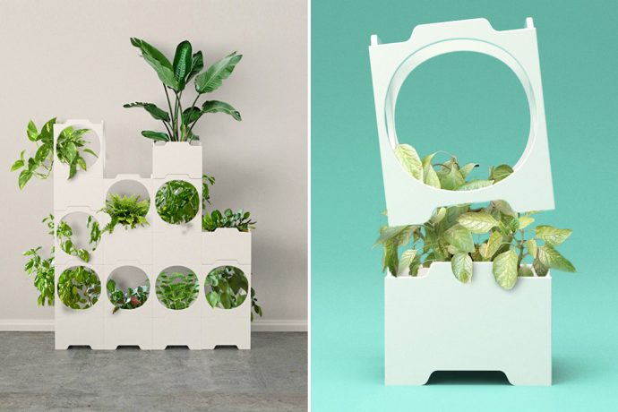 This LEGO-inspired modular planter upgrades vertical farming for gardening in tiny living spaces!