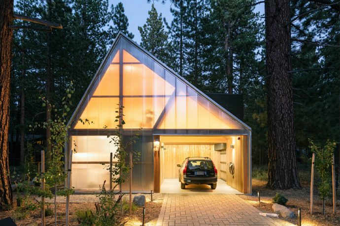 This unconventional cabin was built around existing trees to minimize the home’s environmental impact!