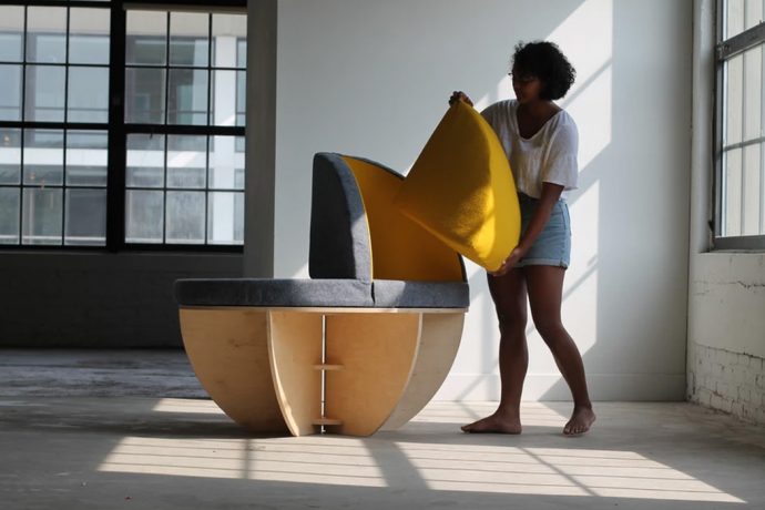 This spherical multipurpose seating solution swivels to face any side of the room!