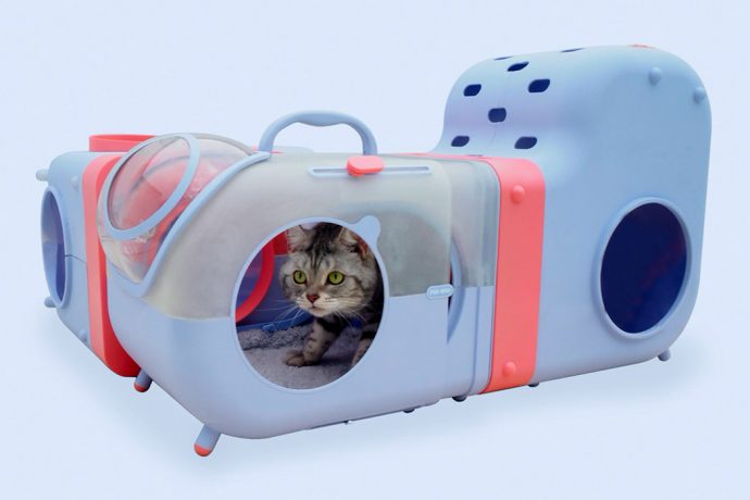 This interactive cat carrier is a play area that also monitors your pet’s heart rate!