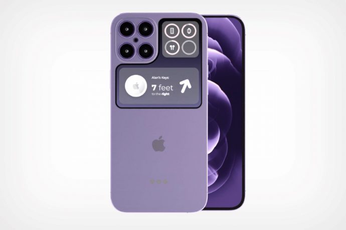 Unusual iPhone 14 (2022) render shows a smartphone with an L-shaped secondary display