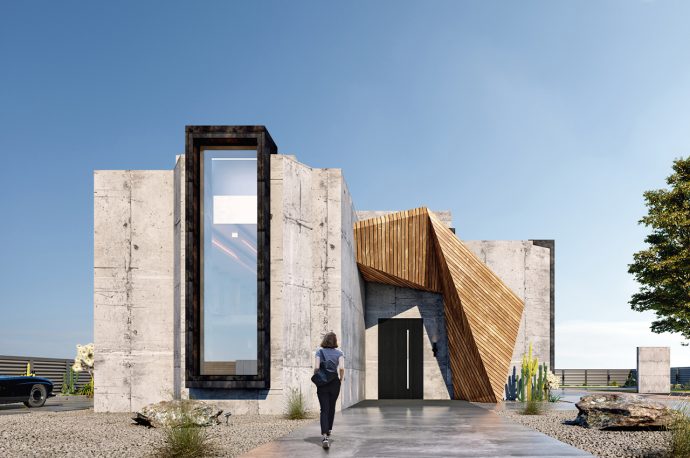 This geometric concrete house is giving us modern brutalism goals!