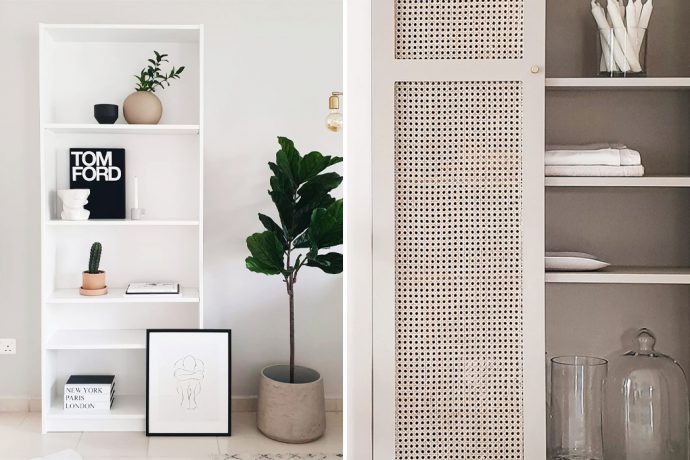 This #IKEAhack reimagines the BILLY bookshelf, giving it boho-chic vibes using rattan doors