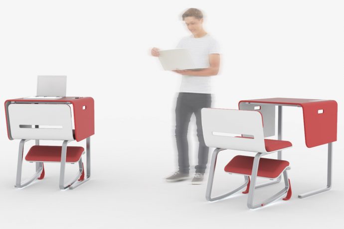 Make bad posture a thing of the past with this modular workstation + rocking chair that keeps you active!