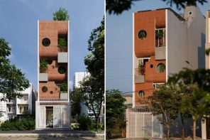 This geometric family home is brightened up with arches, round windows and terrace gardens!
