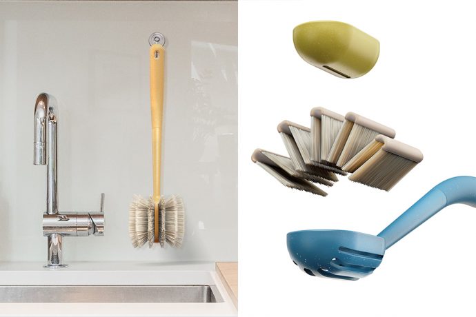 This sustainable dish cleaning brush is infinitely reusable thanks to its replaceable bamboo bristles!