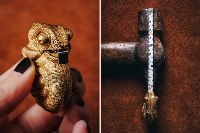 Adorable Tape Measure designed to look like a chameleon with an extending tongue is a great example of nature-inspired design