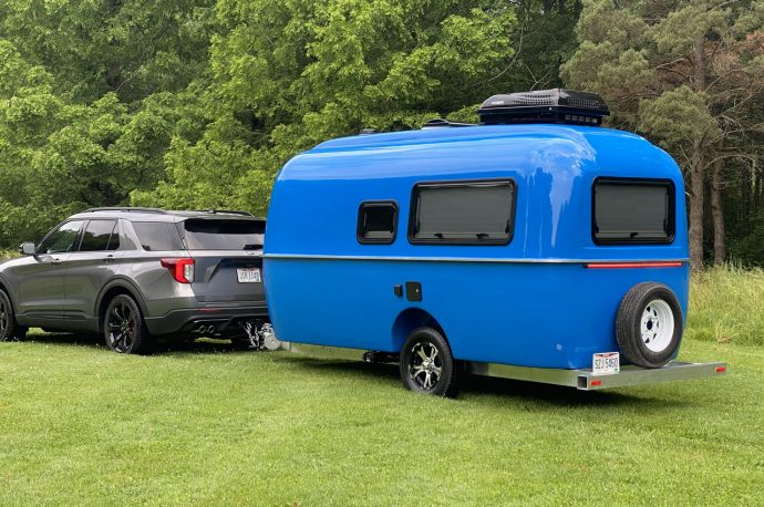 This retro-styled aluminized fiberglass camper makes this design lightweight, corrosion-resistant and last a lifetime!