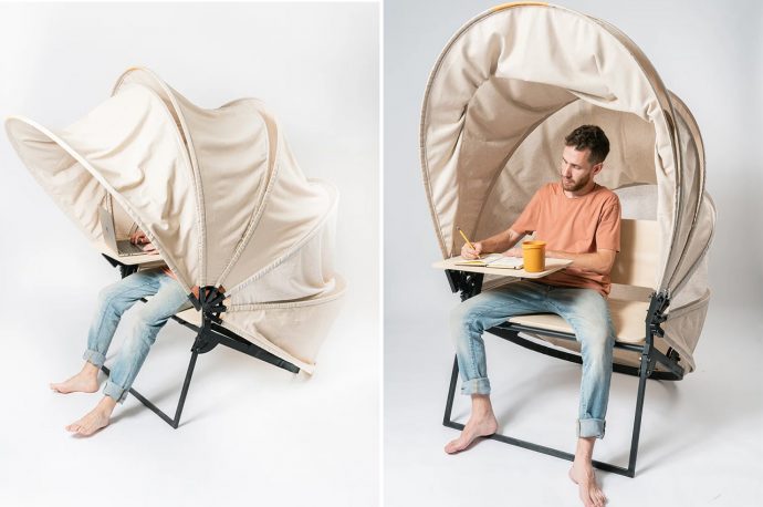 This personal workstation retracts and unfolds with ease while working from outside!