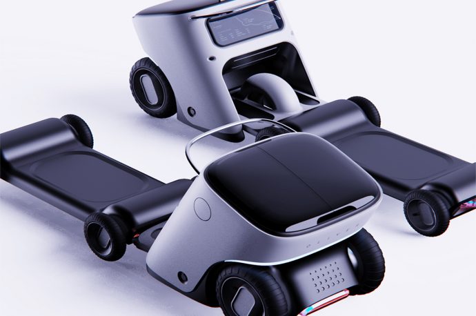 This autonomous delivery robot comes with its own little trailer to deliver the bigger parcels!