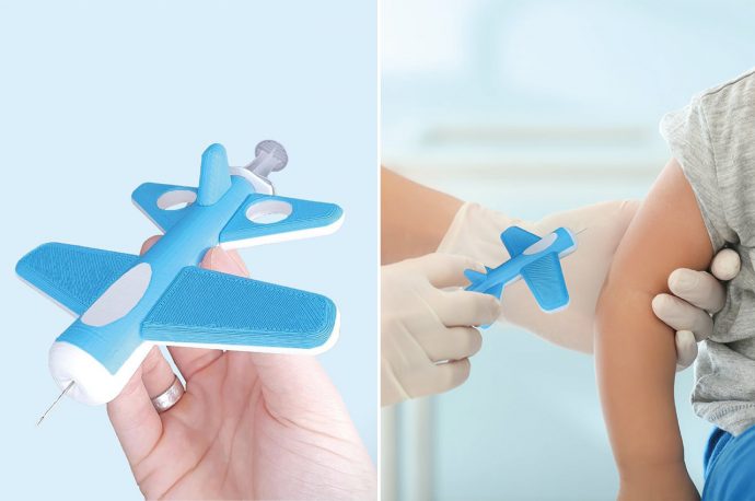 These 3D printed needle covers were designed to put children at ease during vaccinations!