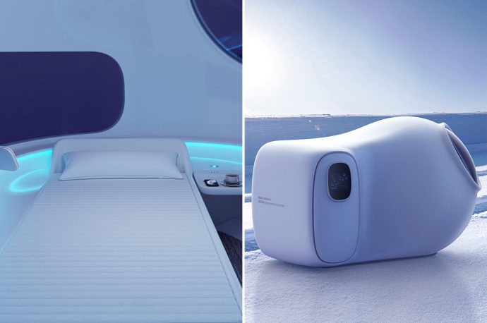 This sleeping pod features a smart mattress + a full entertainment system to revolutionize your airport experience!