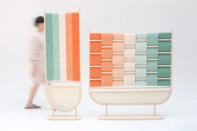 This detailed rattan room divider fuses traditional crafts with modern furniture design