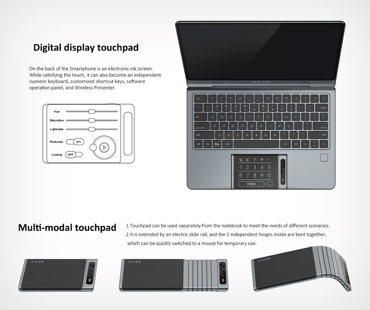 AIO Phone-Book with Detachable Smartphone Trackpad