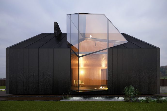 Stunning modern home comes with an all-glass conservatory that intersects through the architecture!