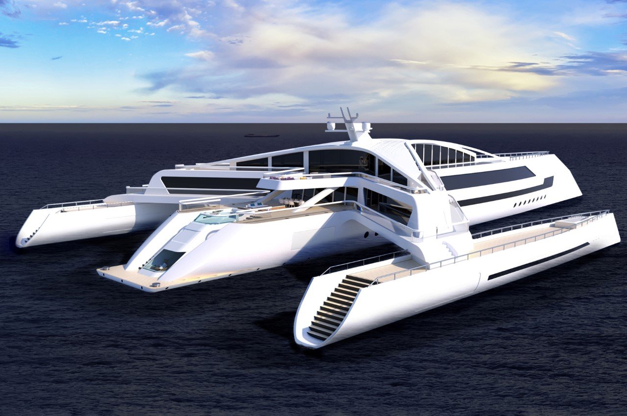 This massive luxurious superyacht concept comes with three hulls instead of  one - Yanko Design