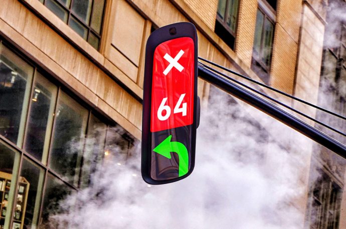 The LED traffic signal gets redesigned with a single screen stoplight for the 21st century!
