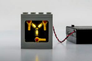 This LEGO kit comes with LED lights to build your own Flux Capacitor, like the one in ‘Back to the Future’