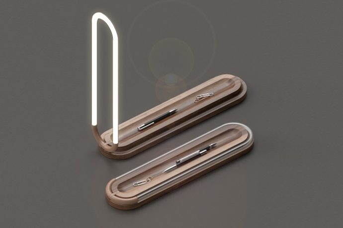 This minimal desk organizer comes with a unique switch-free mechanism to turn the light on and off!