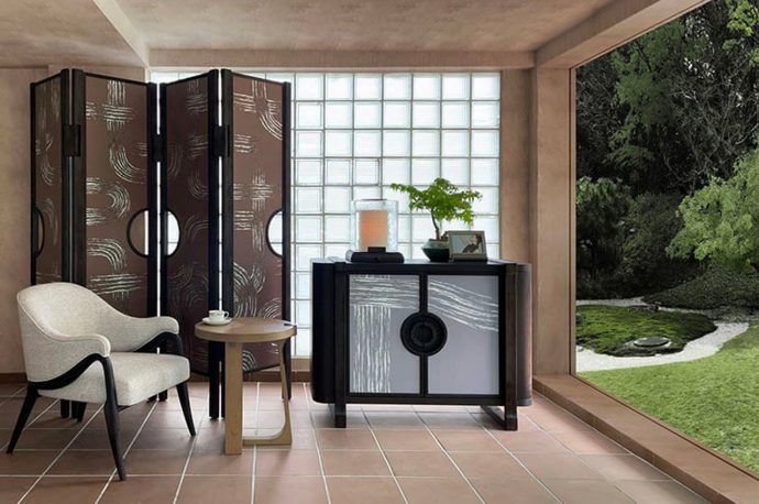 Japanese Zen Gardens + Art Deco are the inspiration behind this furniture and tableware collection!