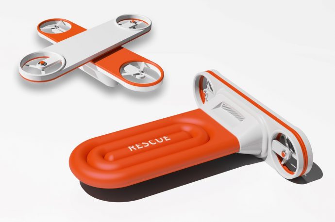 Lifesaver Drone comes with a built-in inflatable raft that deploys to rescue people at sea