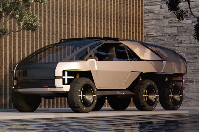 The Canoo Anyroad creates a unique hybrid between a city car, sports-recreational vehicle, and a modern pickup truck