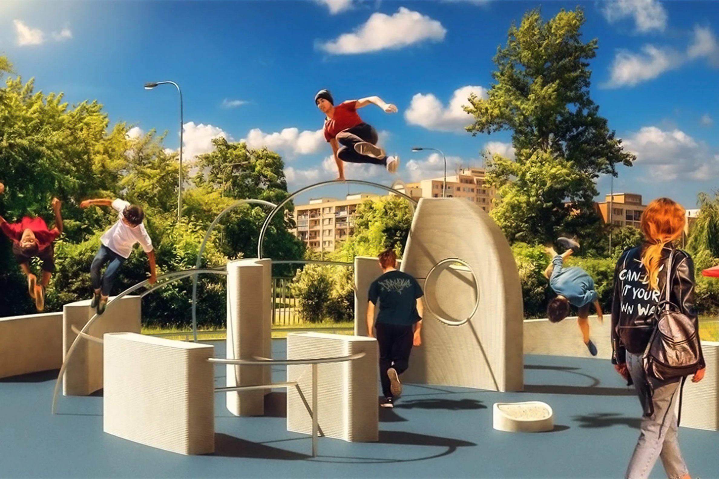 The world’s first 3D-printed parkour playground was made with recycled concrete!