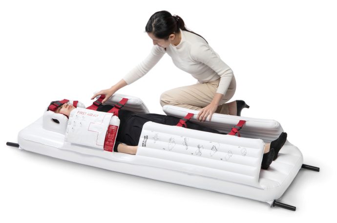This inflatable stretcher designed for emergency missions decreases the chance of panic-induced injuries!