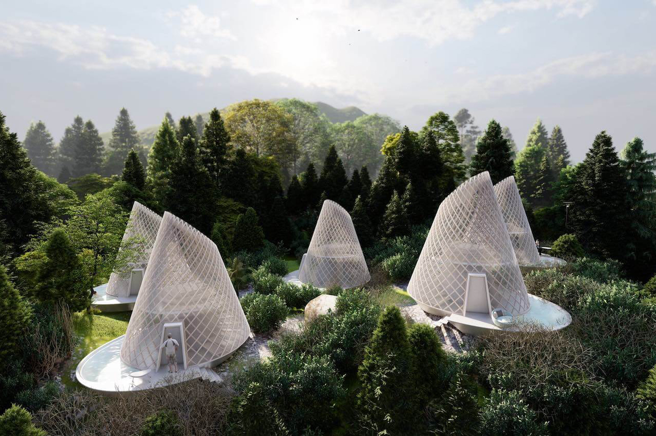 These Conic Ecotourism Cabins Designed With Bamboo Framing Offer These Conic Ecotourism Cabins Designed With Bamboo Framing Offer