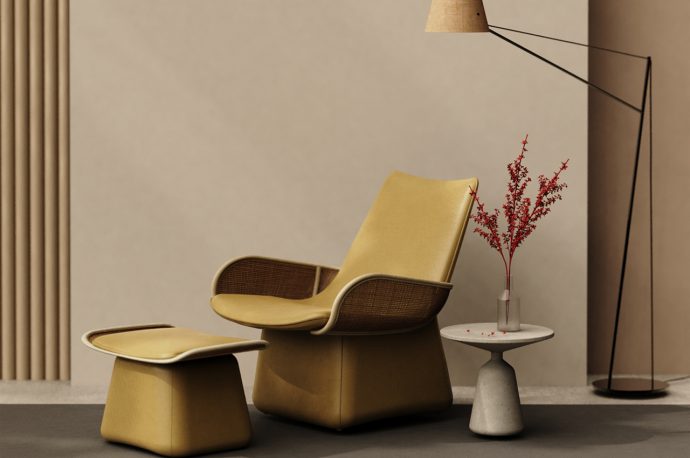This modern lounge chair is a rattan-based derivation of the iconic Eames chair!