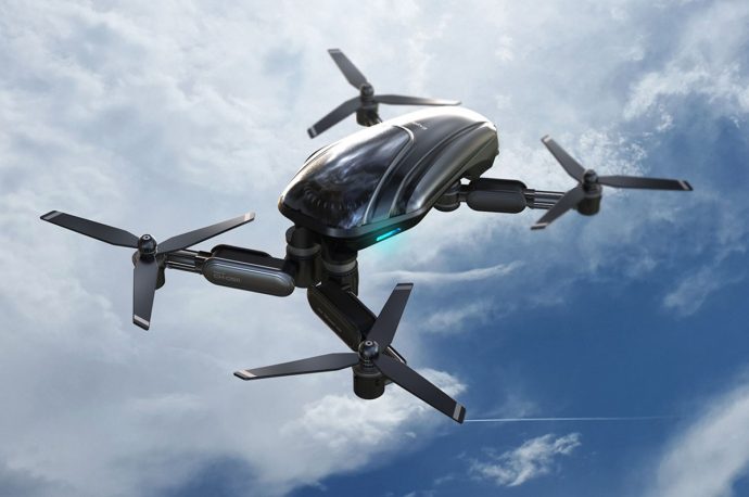 This lightweight + durable drone can fold down and fit into a small case when not in use!